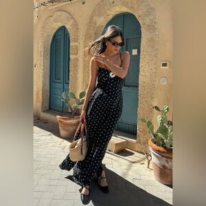 Commense Chiffon Sheer Polka Dot maxi dress